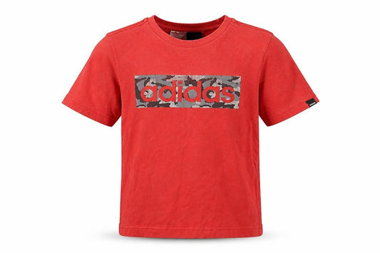 Adidas Boys Red Camouflage Logo T-Shirt 11-12 Years Short Sleeve Cotton