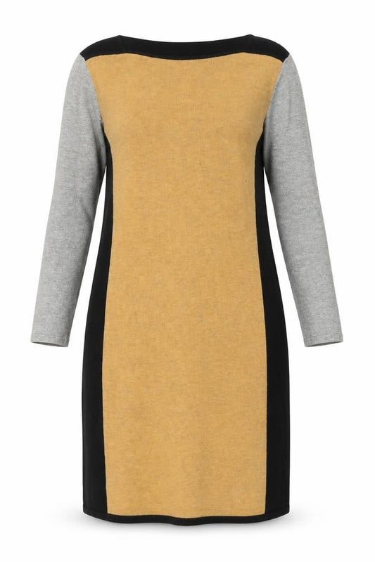 Next Womens Colourblock Shift Dress Beige Black Grey Size 8