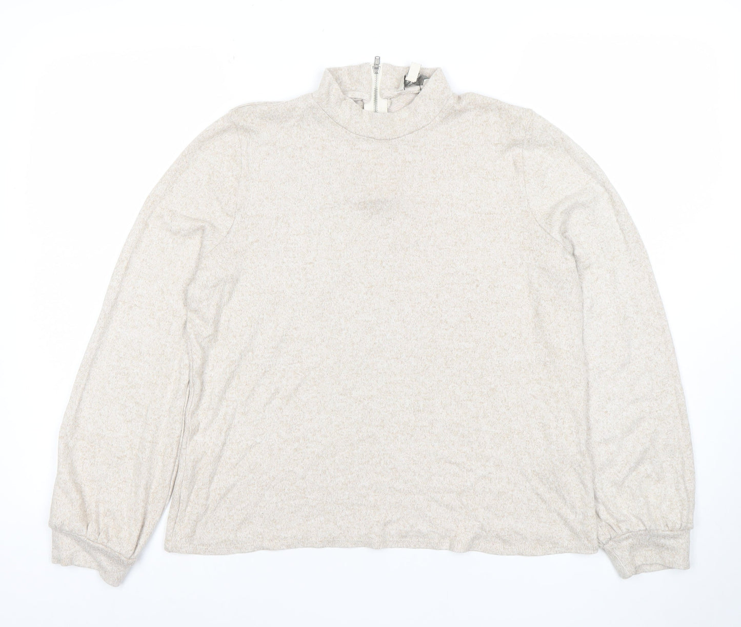 Oasis Women’s Beige Size 14 Mock Neck Half Zip Knit Jumper