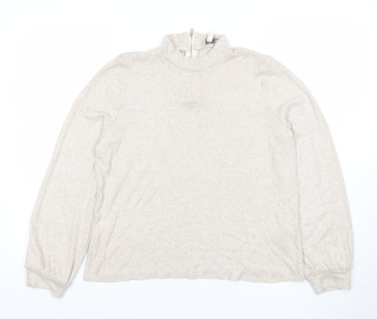 Oasis Women’s Beige Size 14 Mock Neck Half Zip Knit Jumper