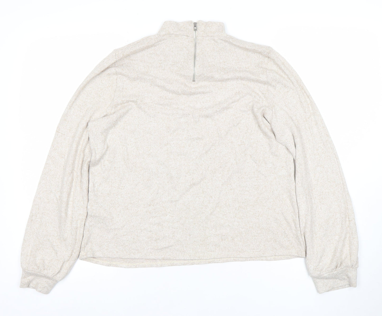 Oasis Women’s Beige Size 14 Mock Neck Half Zip Knit Jumper