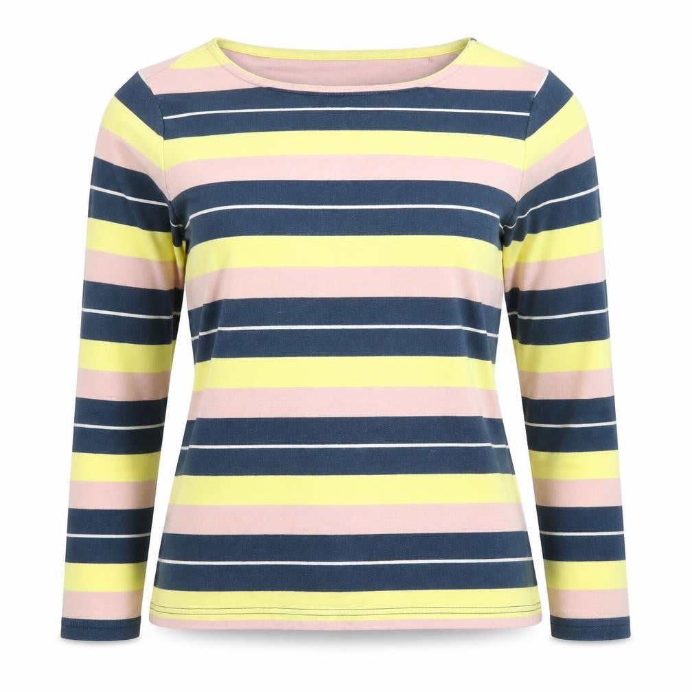 Crew Clothing Women’s Multicoloured Striped Long Sleeve Cotton T-Shirt Size 10
