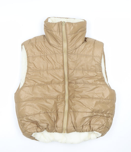 Asaw It First Womens Beige Size 10 Puffer Waistcoat