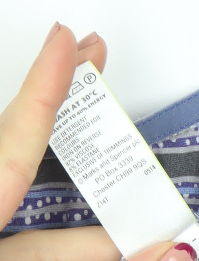 Marks and Spencer Per Una Purple Floral Ruched V-Neck Shift Dress Women’s Size 12