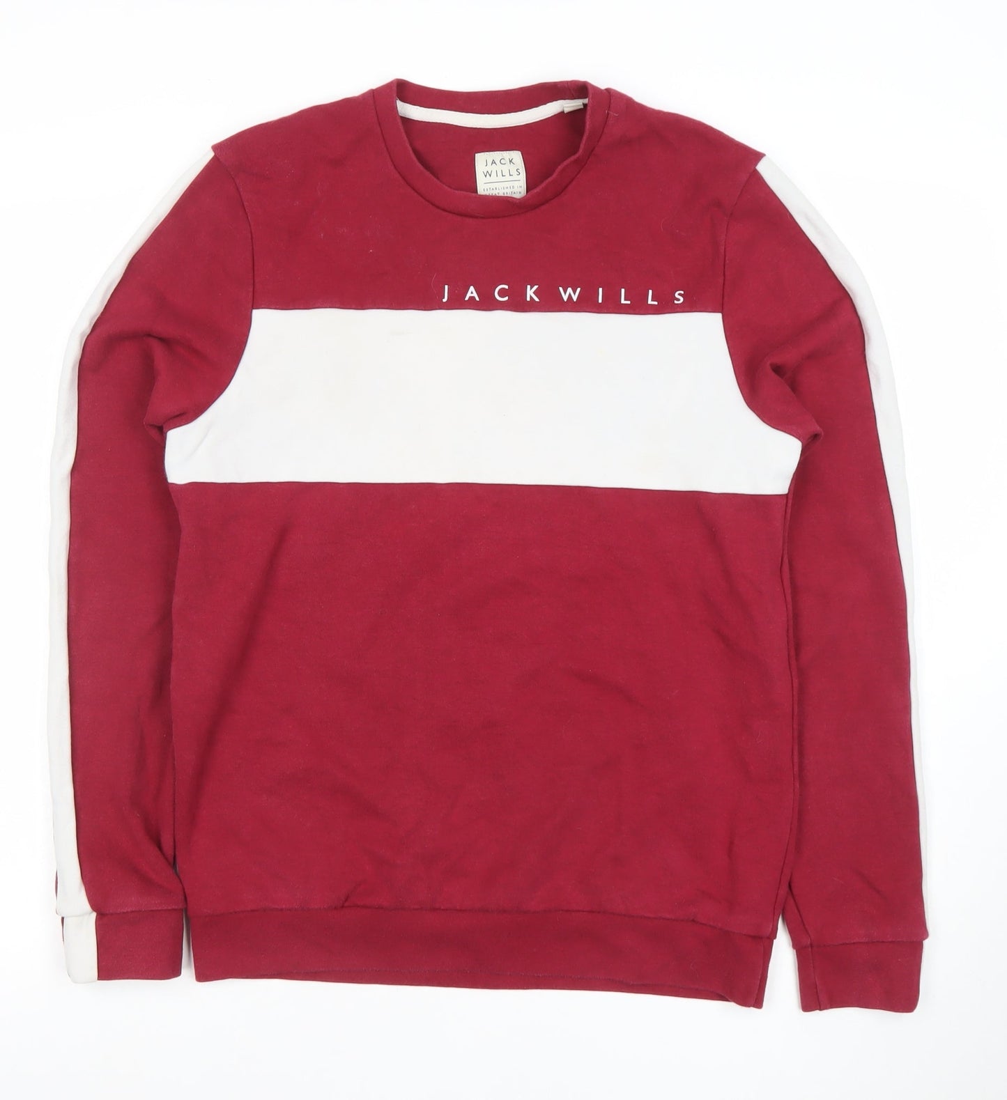 Jack Wills Men's Red Small Crew Neck Logo Sweatshirt
