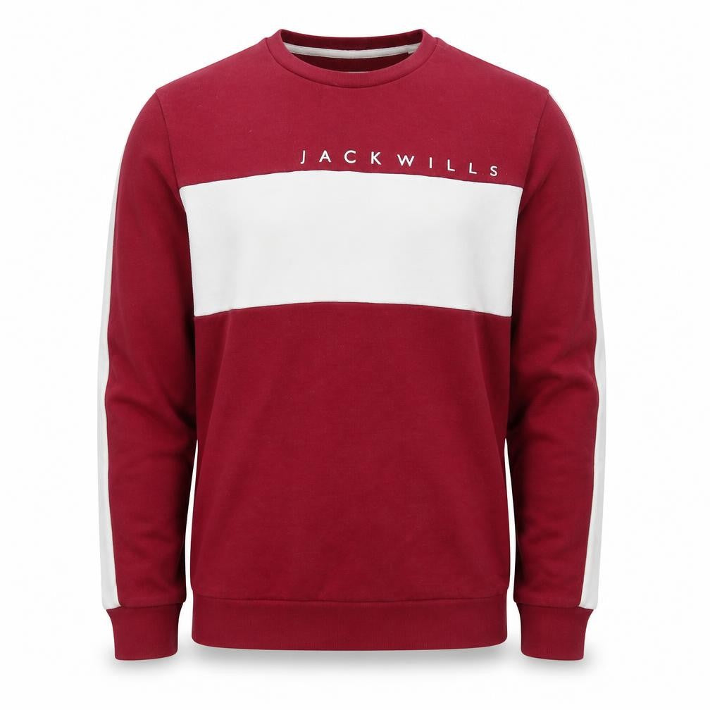 Jack Wills Men's Red Small Crew Neck Logo Sweatshirt