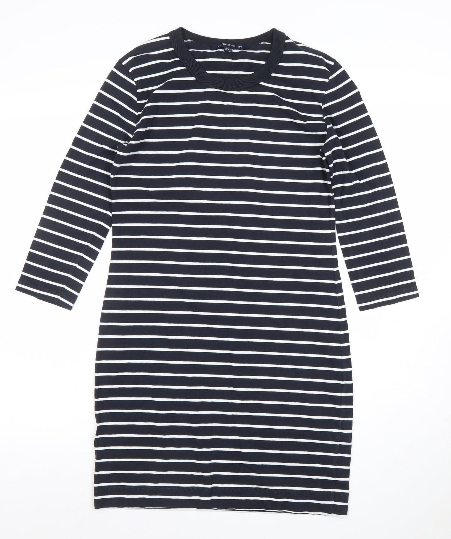 French Connection Women Blue Stripe T-Shirt Dress Size 12