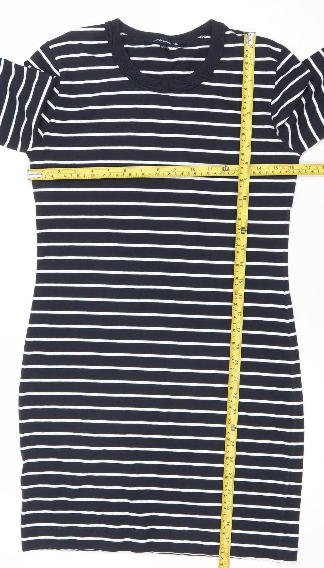 French Connection Women Blue Stripe T-Shirt Dress Size 12