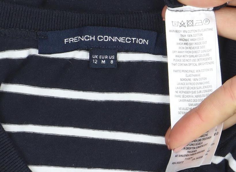 French Connection Women Blue Stripe T-Shirt Dress Size 12