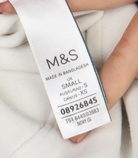 Marks and Spencer Women Ivory Cotton Pullover Hoodie XS
