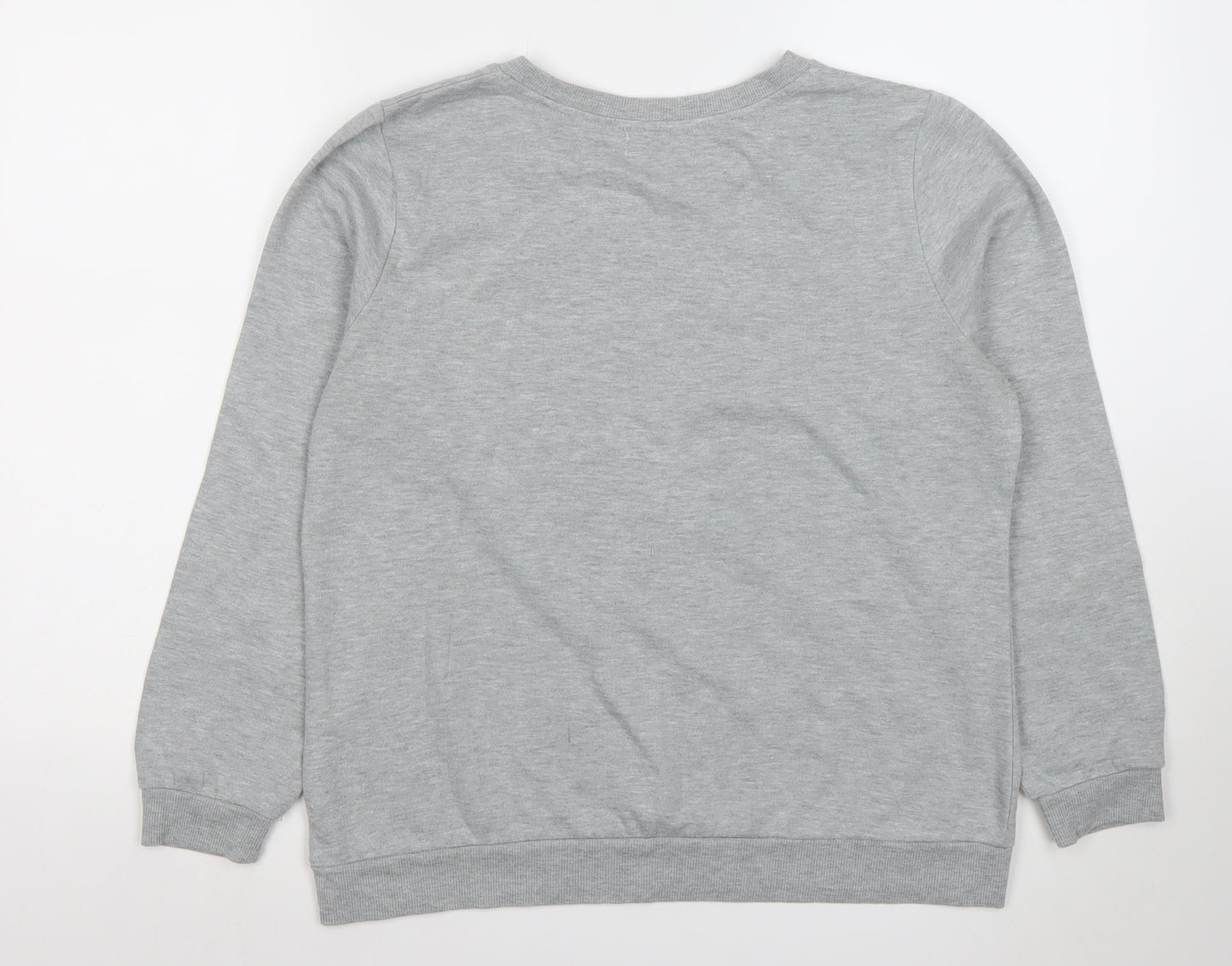 Papaya Womens Grey Sequin Christmas Pullover Sweatshirt Size 14
