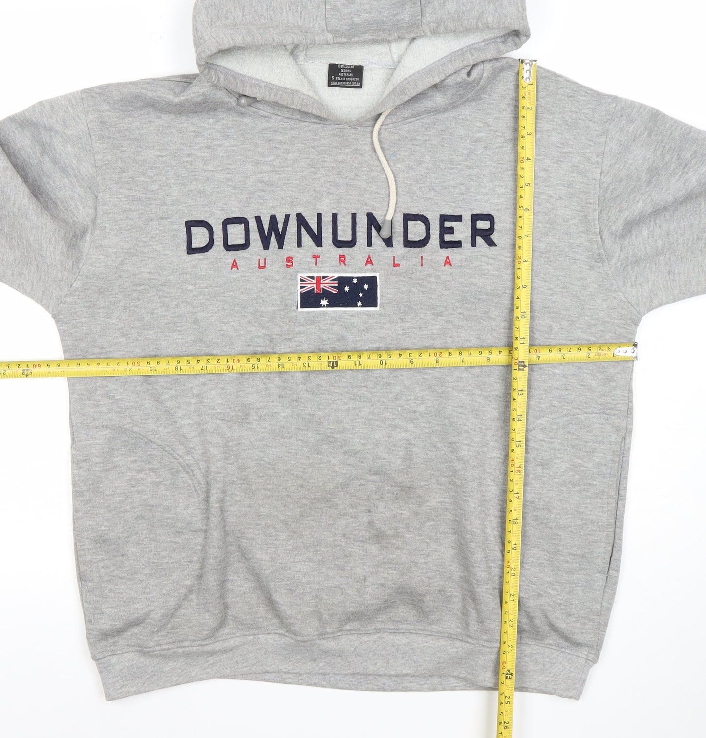 Samsousan Men's Grey Pullover Hoodie S Downunder Embroidered Sweatshirt