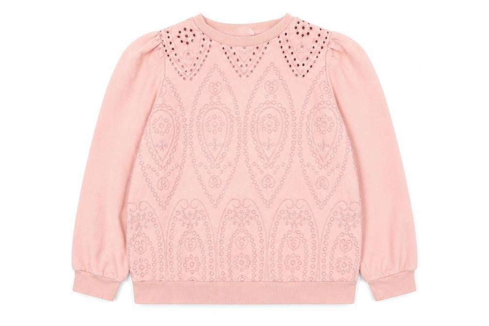 Palmer Girls Pink Cotton Blend Long Sleeve Pullover Sweatshirt 7-8 Years