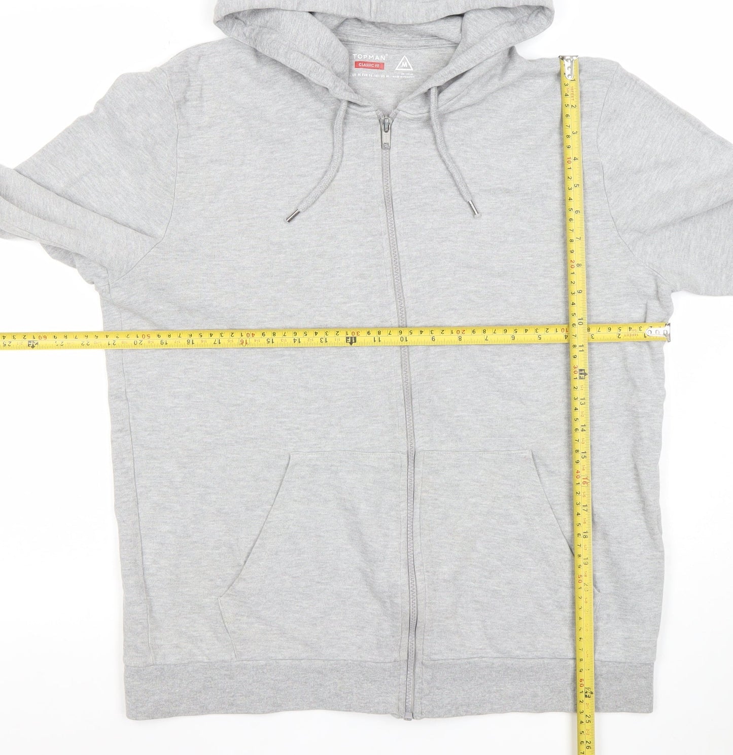 Topman Men's Grey Full Zip Hoodie Classic Fit Size M