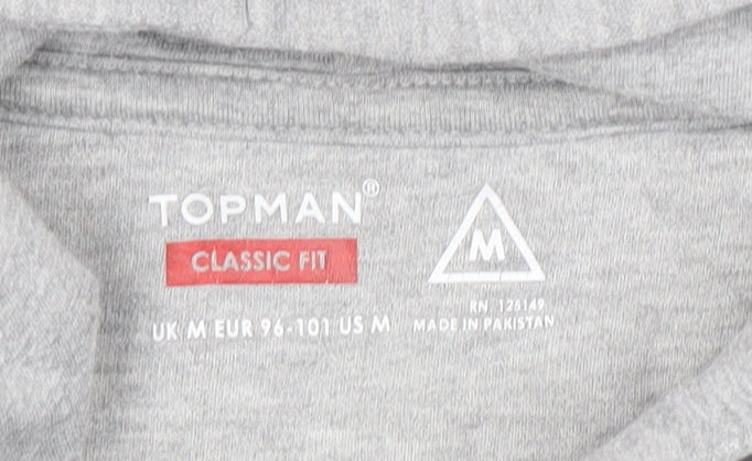 Topman Men's Grey Full Zip Hoodie Classic Fit Size M