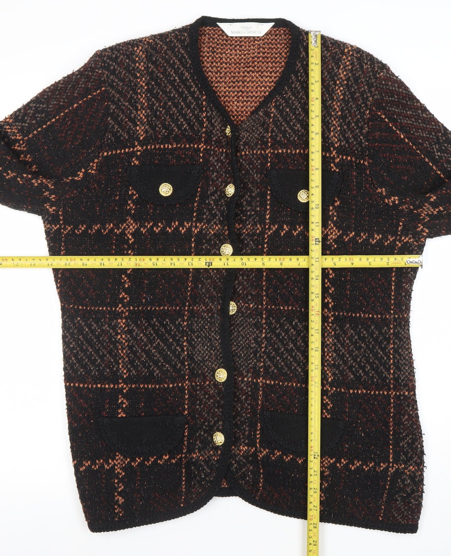 Marks and Spencer Women's Brown Check Wool Blend Blazer Jacket Size 18