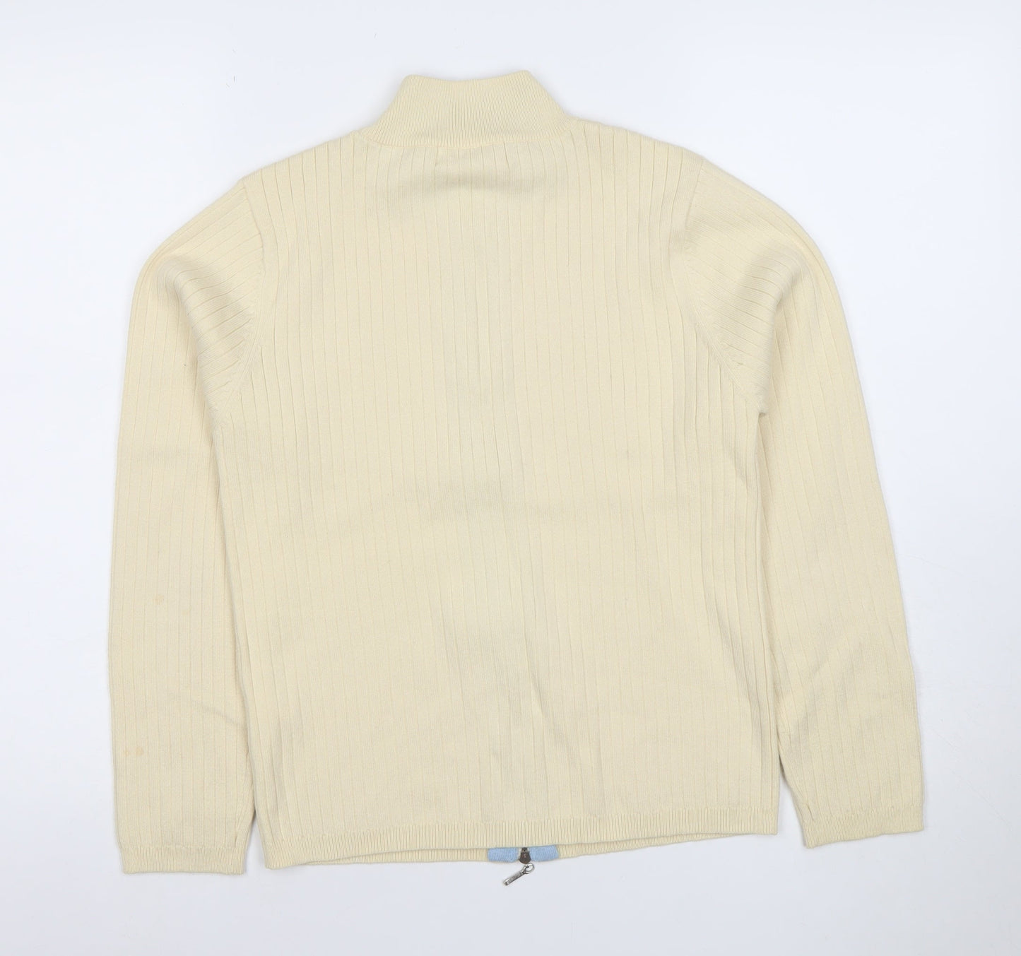 Marks and Spencer Womens Beige Cotton Blend Full Zip Jumper Size 12