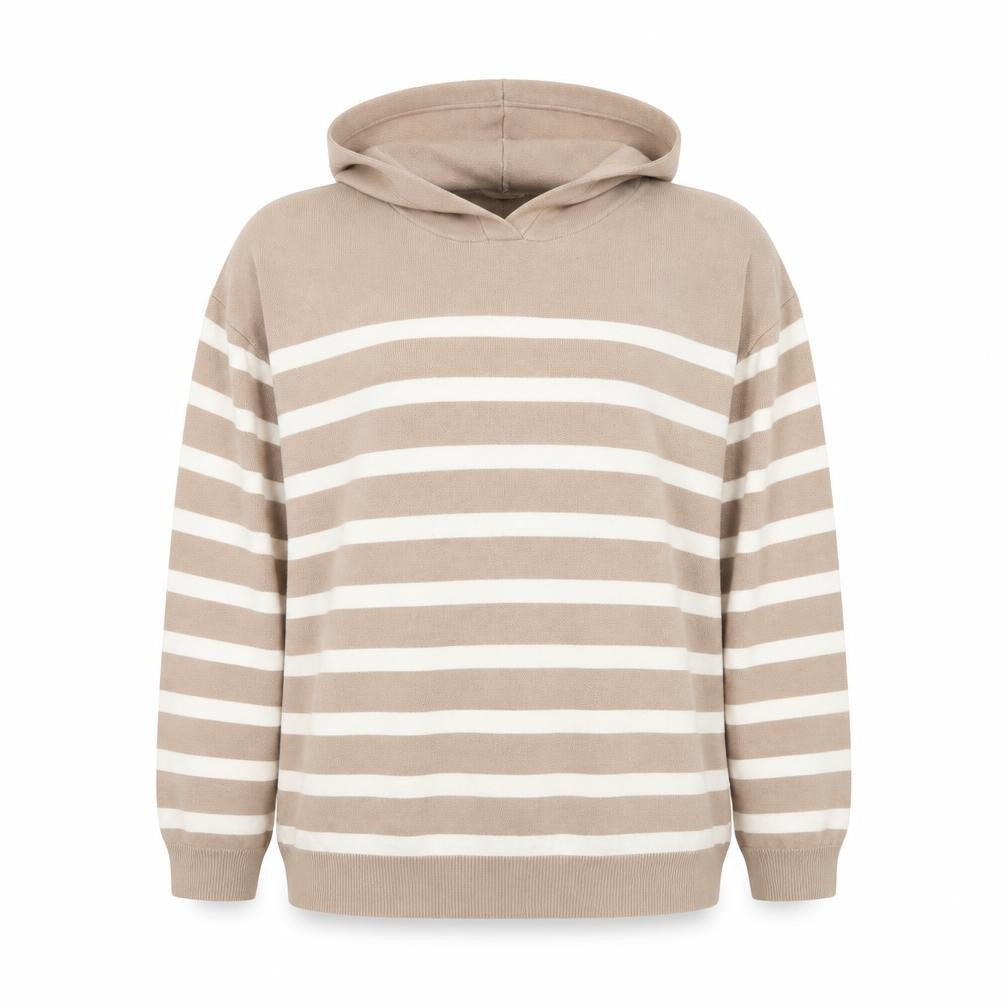 Alice Collins Women's Beige Striped Hooded Pullover Size 18