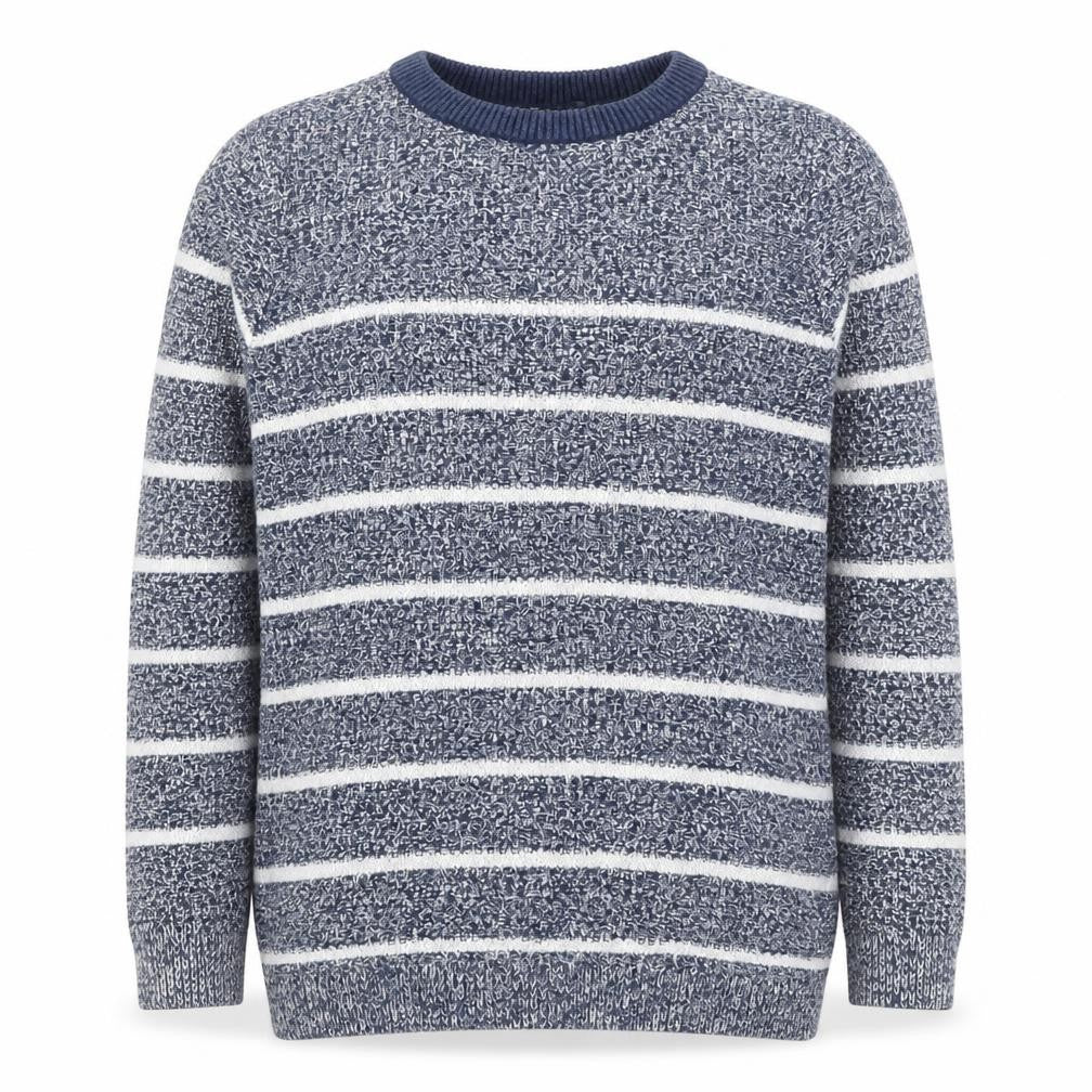 Next Boys Blue Striped Crew Neck Cotton Pullover Jumper 6 Years