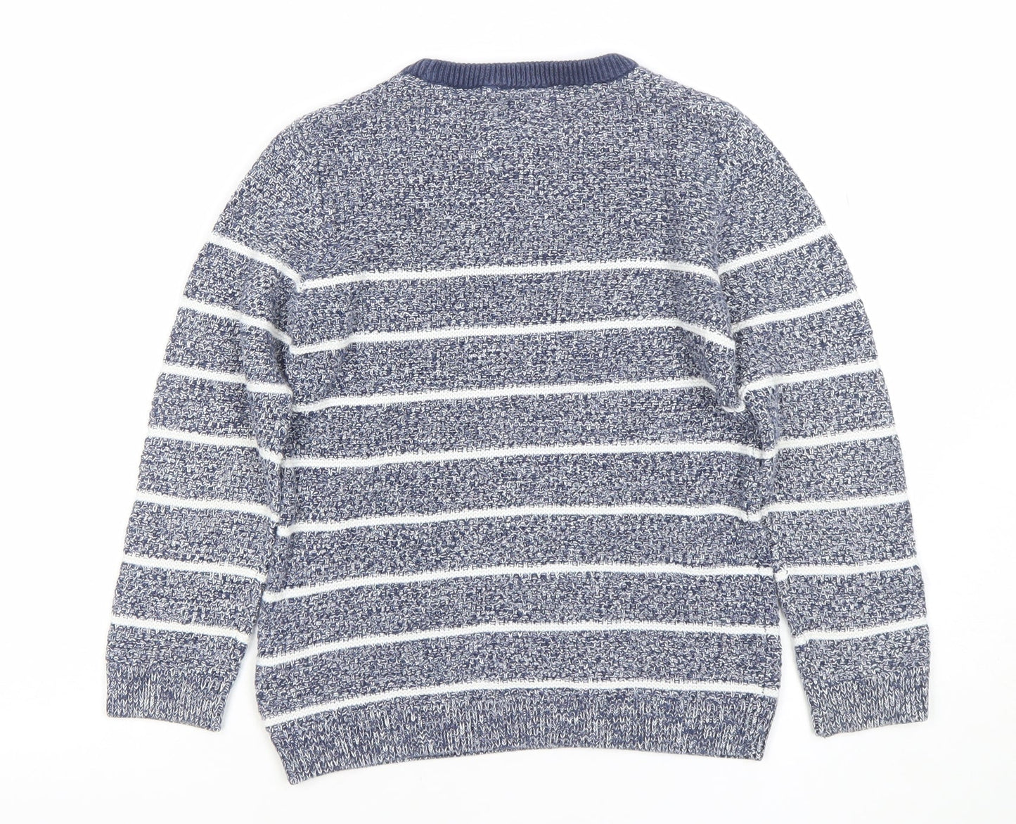 Next Boys Blue Striped Crew Neck Cotton Pullover Jumper 6 Years