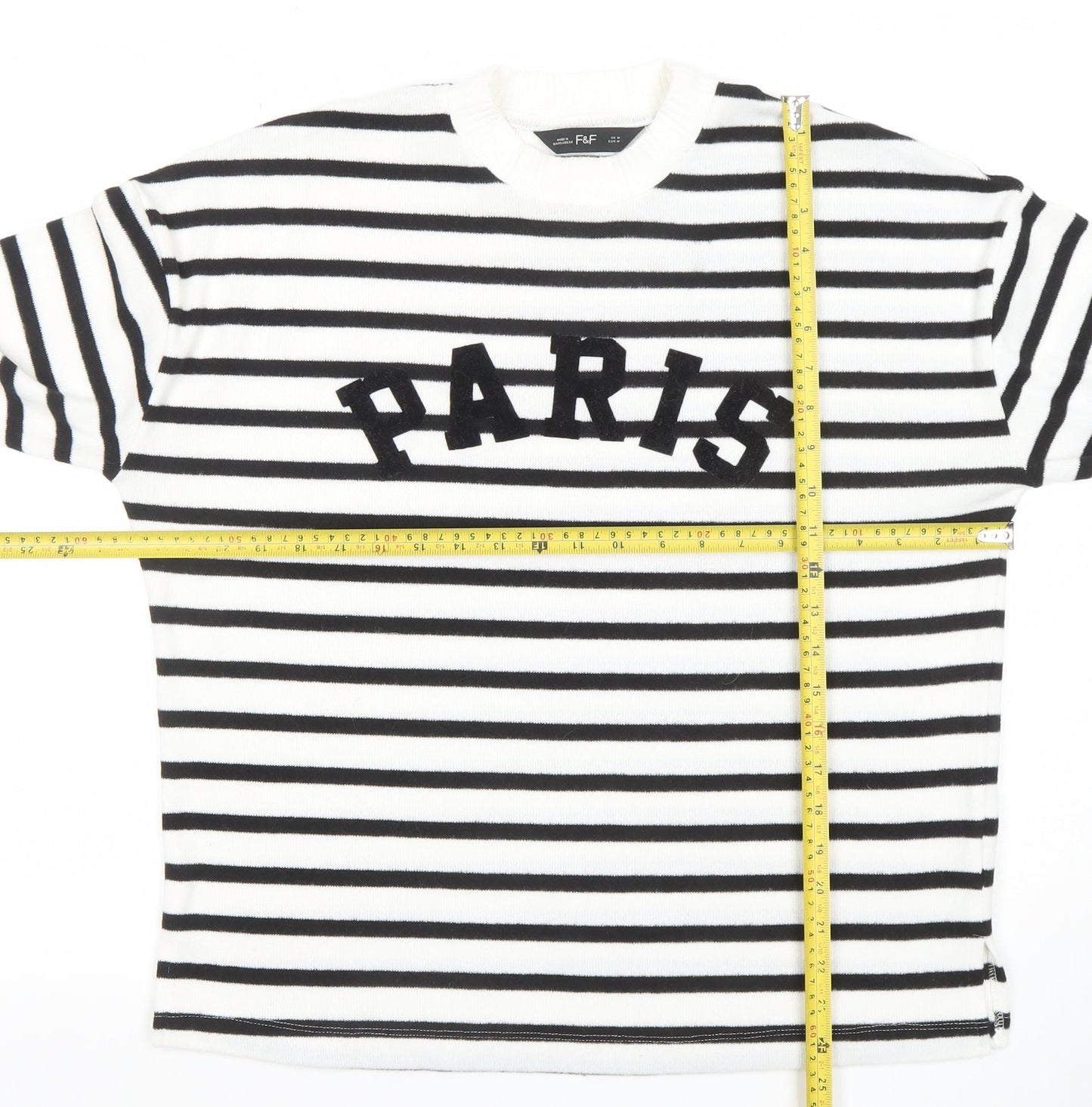 F&F Womens White Black Striped Paris Jumper Size M