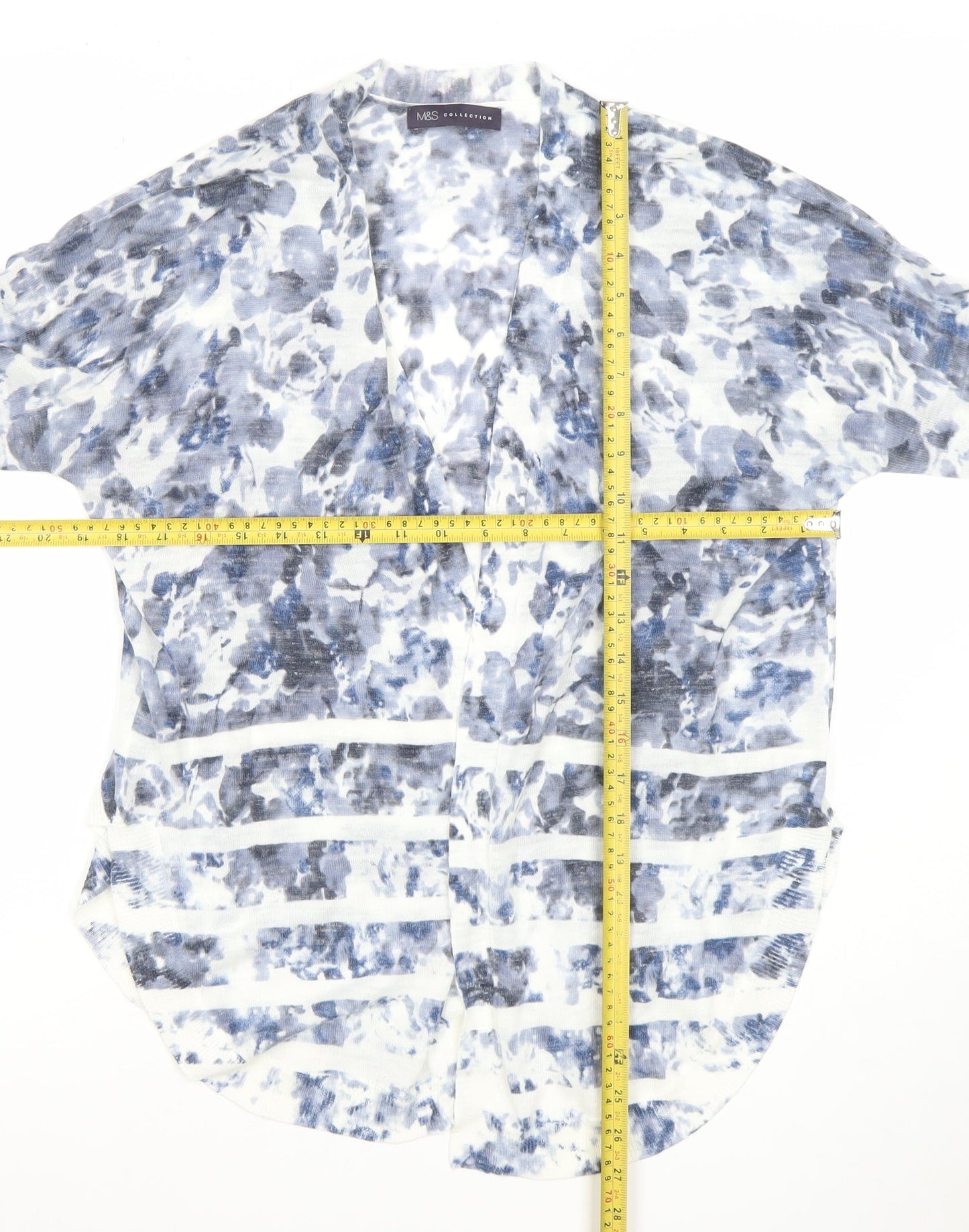 Marks and Spencer Women’s Blue Floral Open Knit Cardigan M