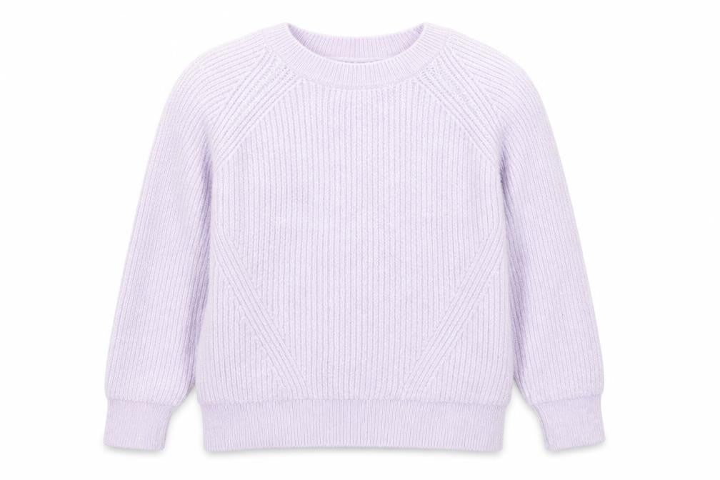 Tu Girls Lilac Rib Knit Pullover Jumper 7 Years Polyester Acrylic Blend