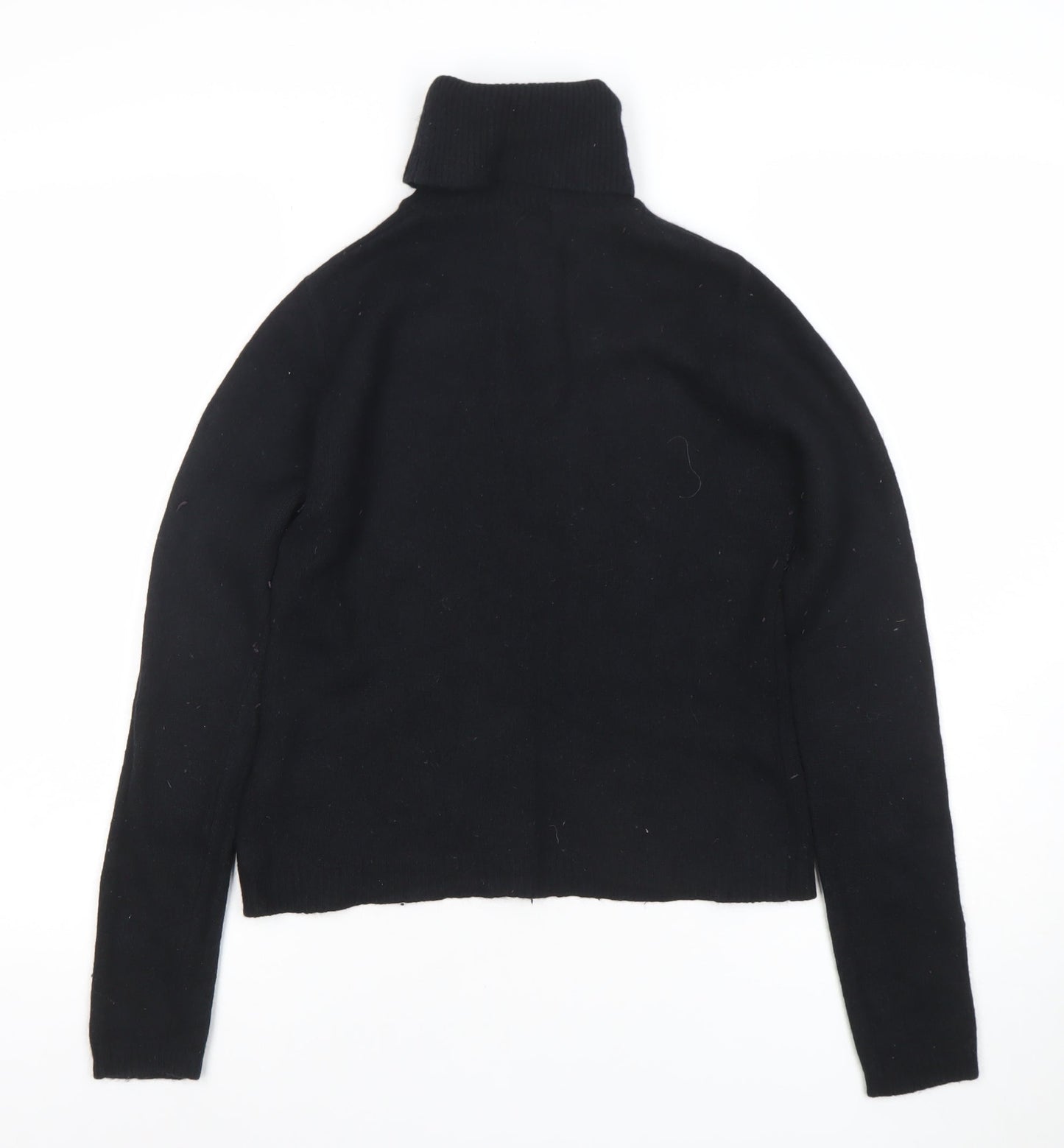 Topshop Women Black Roll Neck Beaded Lambswool Jumper Size 14