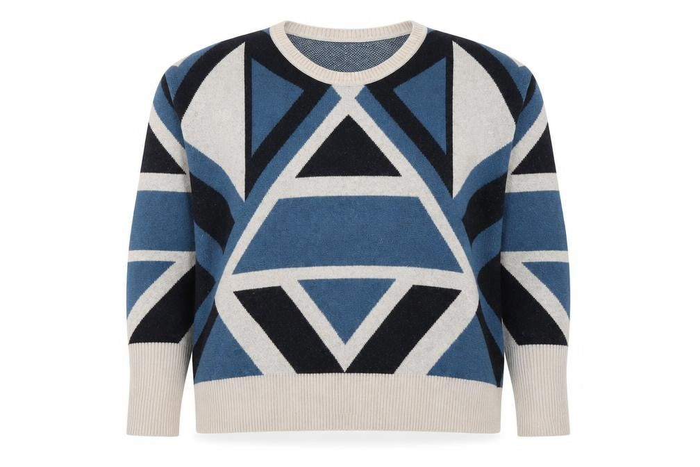 NIKITA Women's Blue Geometric Wool Angora Jumper Size M