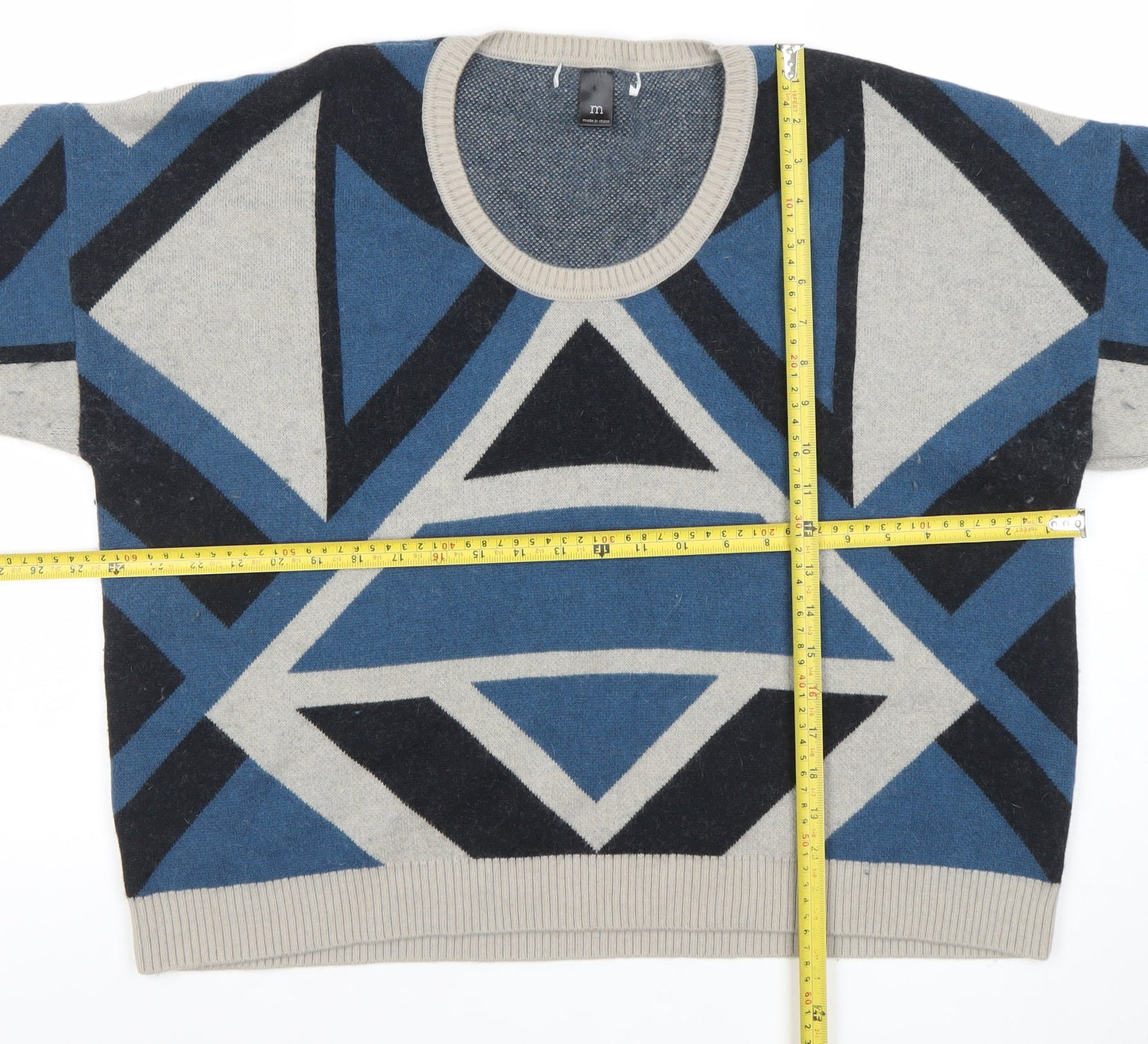 NIKITA Women's Blue Geometric Wool Angora Jumper Size M
