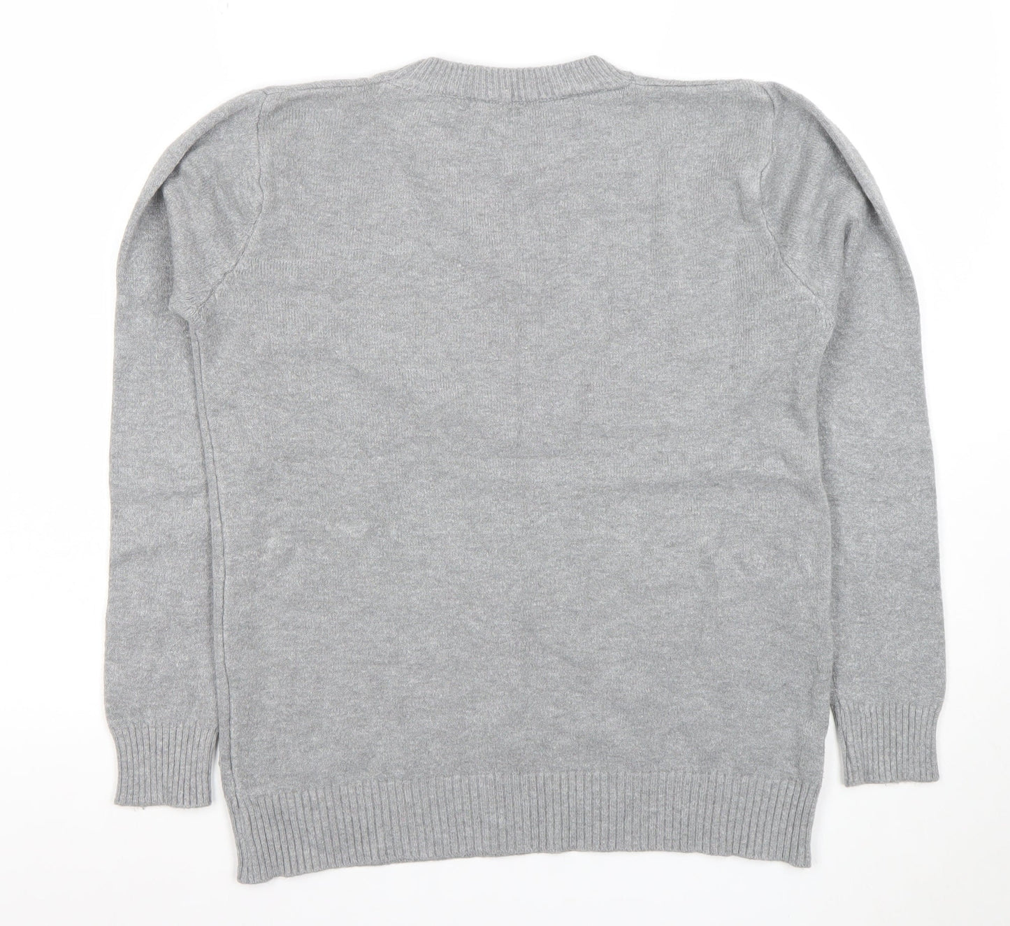 MODA IMPRESION Womens Grey Knit Crew Neck Pullover Jumper M