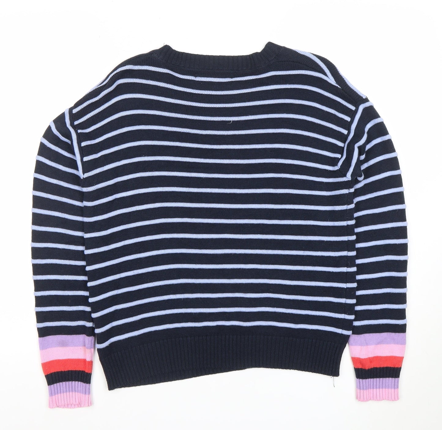 Quba & Co. Womens Blue Striped Crew Neck Cotton Jumper Size 12