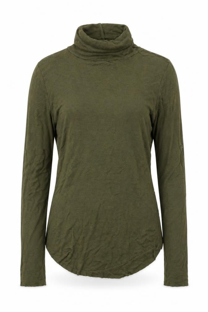French Connection Women's Green Roll Neck Wool Blend Long Sleeve Top XS
