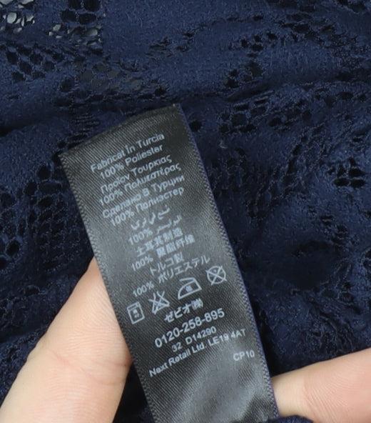 Next Womens Blue Lace 3/4 Sleeve Tunic Blouse Size 12