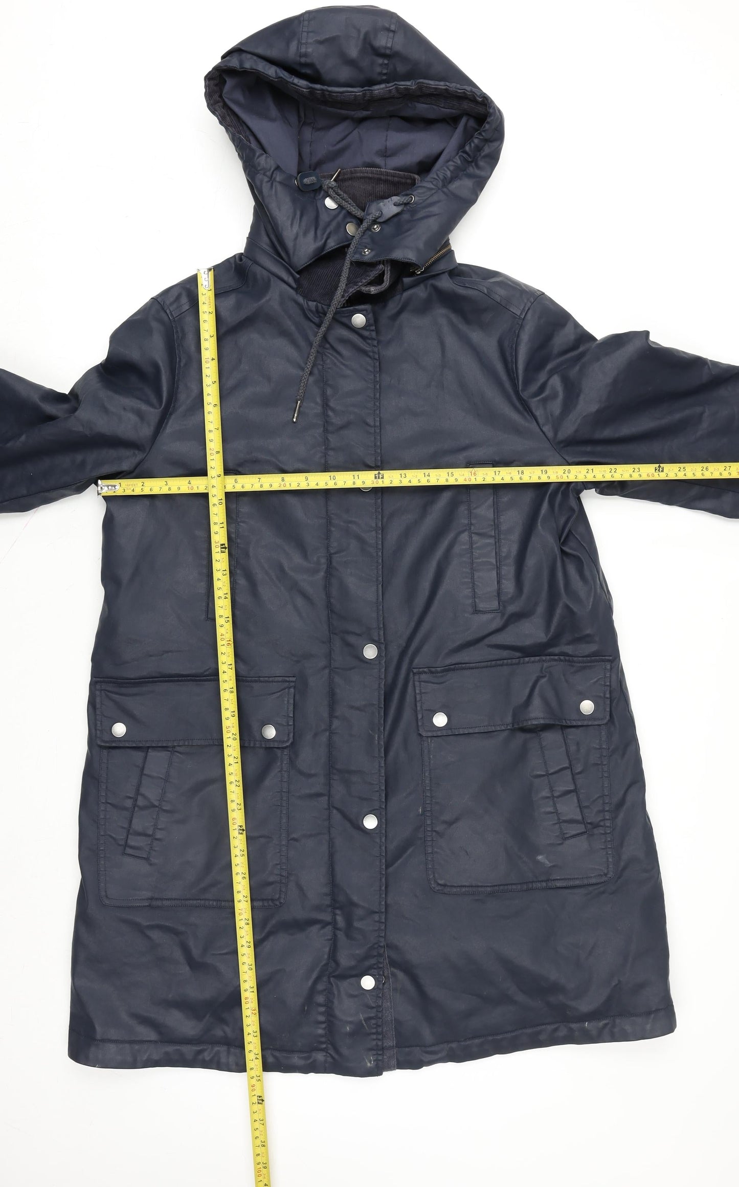 Marks and Spencer Per Una Womens Blue Hooded Parka Coat Size 14