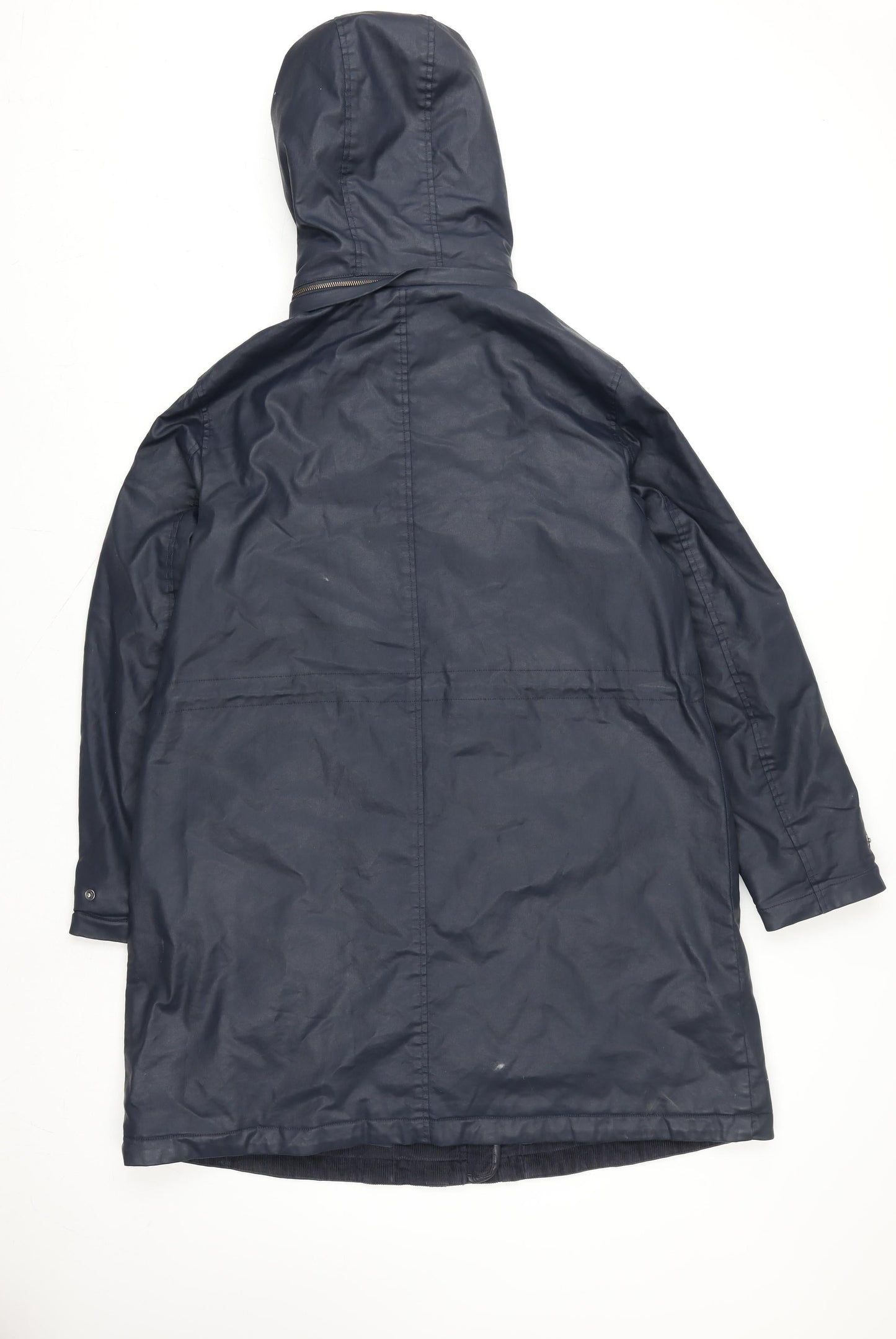 Marks and Spencer Per Una Womens Blue Hooded Parka Coat Size 14