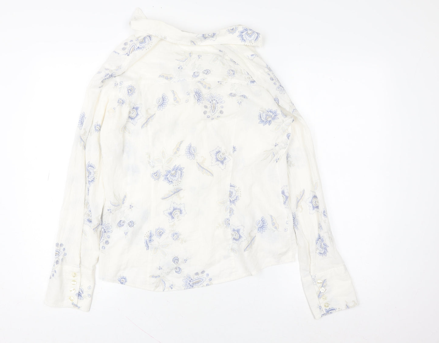 Marks and Spencer Women Multicoloured Floral Cotton Long Sleeve Blouse UK 16