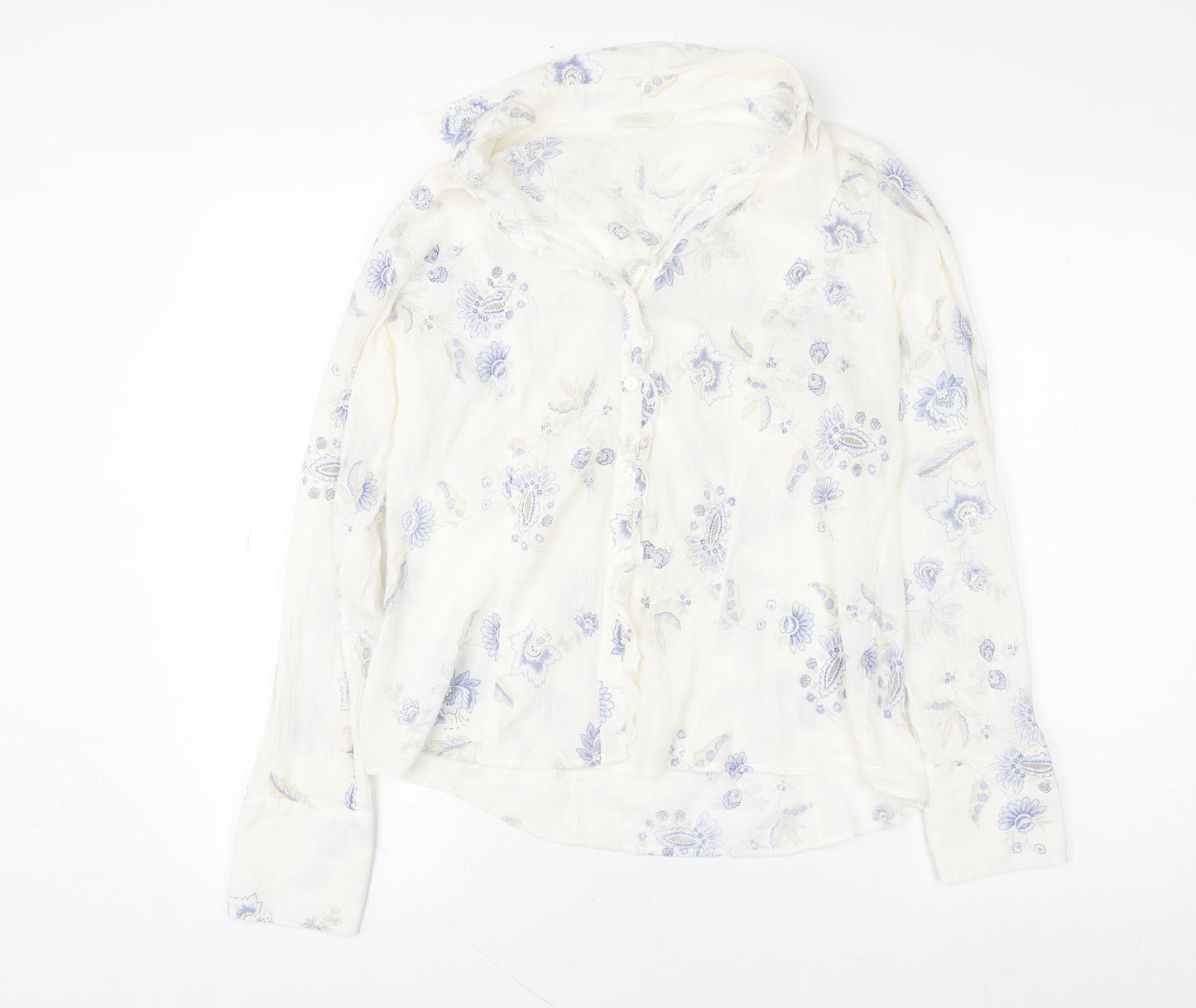 Marks and Spencer Women Multicoloured Floral Cotton Long Sleeve Blouse UK 16