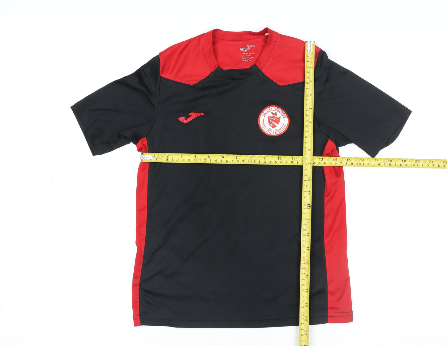 Joma Boys Black Red Football Activewear T-Shirt 8-10 Years Athletic Fit