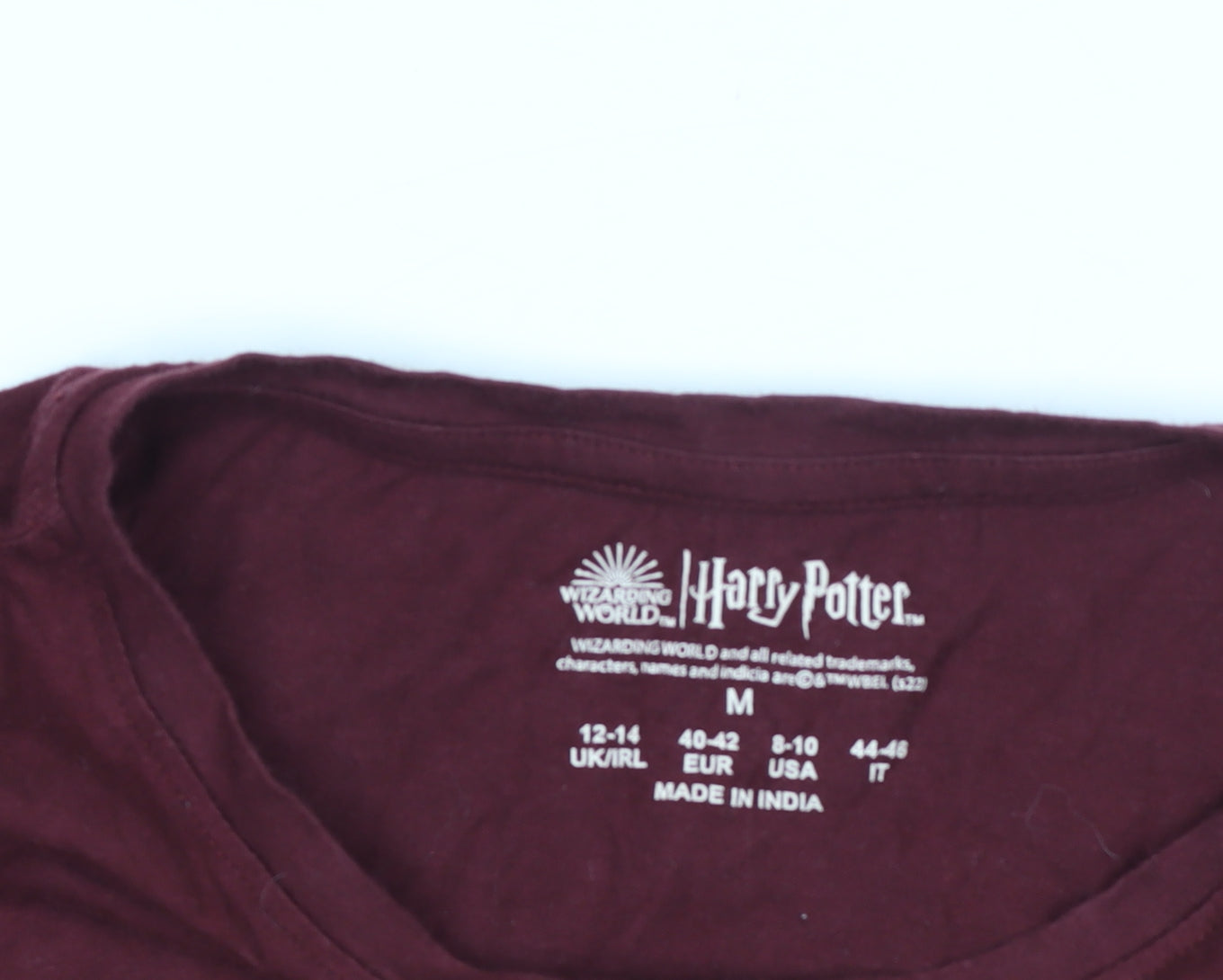 Harry Potter Women Red Long Sleeve Cotton T-Shirt Size M