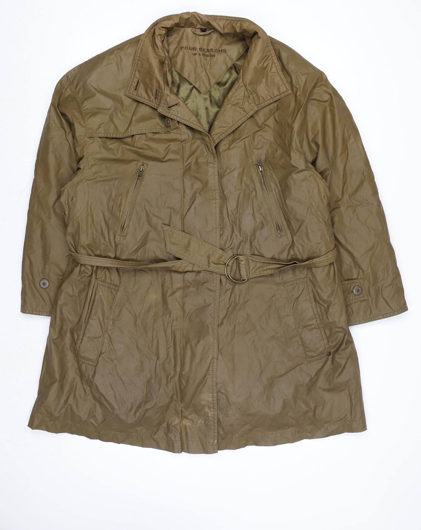 Four Seasons of London Men's Brown M Belted Waterproof Rain Coat