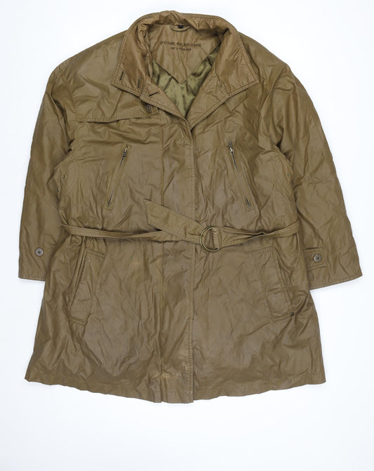Four Seasons of London Men's Brown M Belted Waterproof Rain Coat