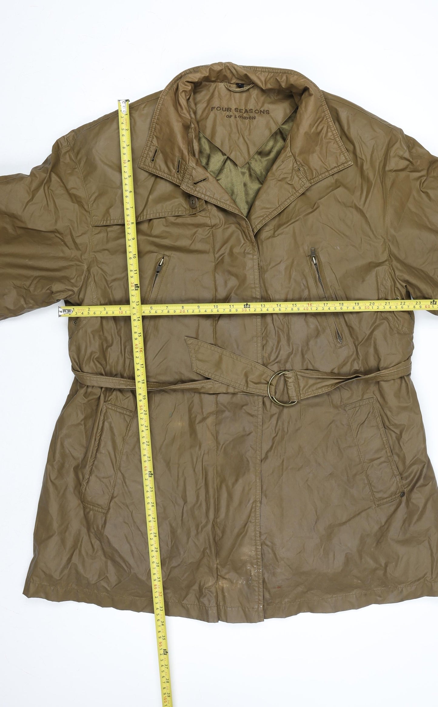 Four Seasons of London Men's Brown M Belted Waterproof Rain Coat