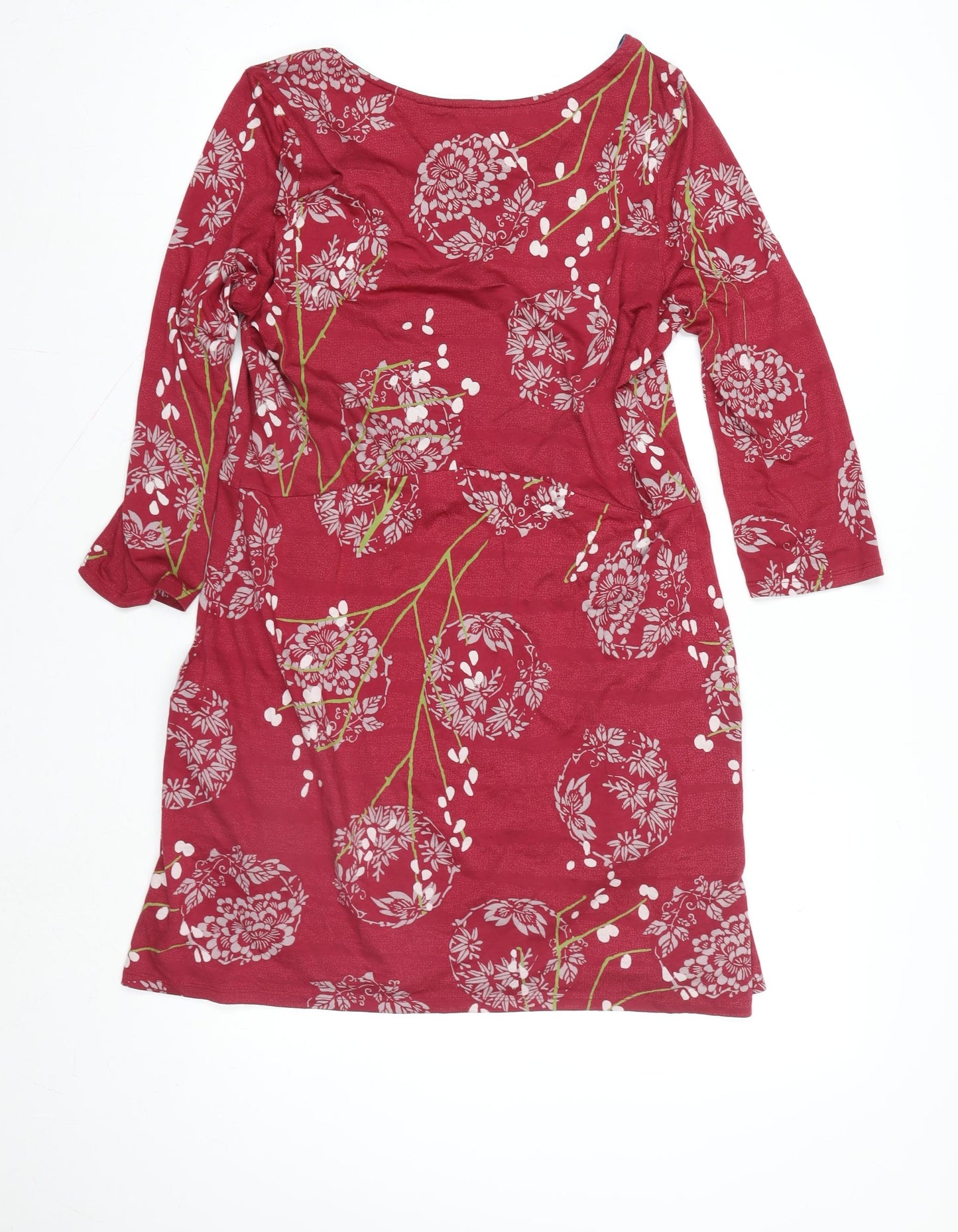 White Stuff Women's Red Floral Knee Length Shift Dress Size 12
