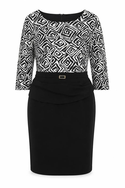 Frank Lyman Women’s Black Geometric Sheath Dress Size 14