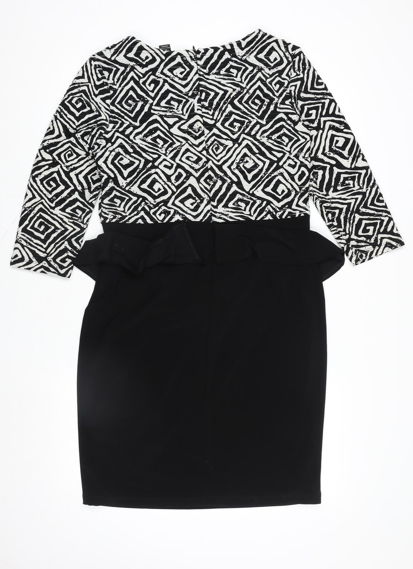 Frank Lyman Women’s Black Geometric Sheath Dress Size 14