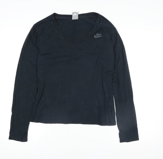 Nike Women's Black Long Sleeve Cotton Crew Neck Top M