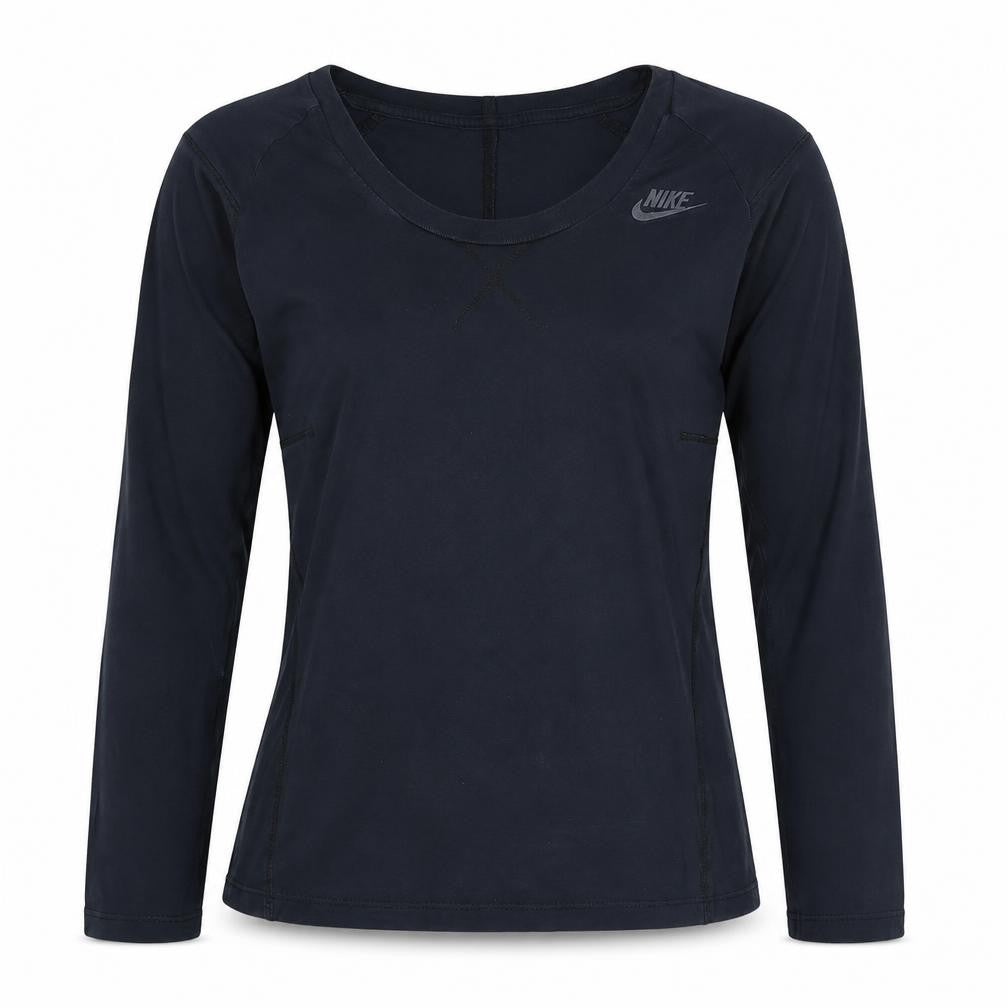 Nike Women's Black Long Sleeve Cotton Crew Neck Top M