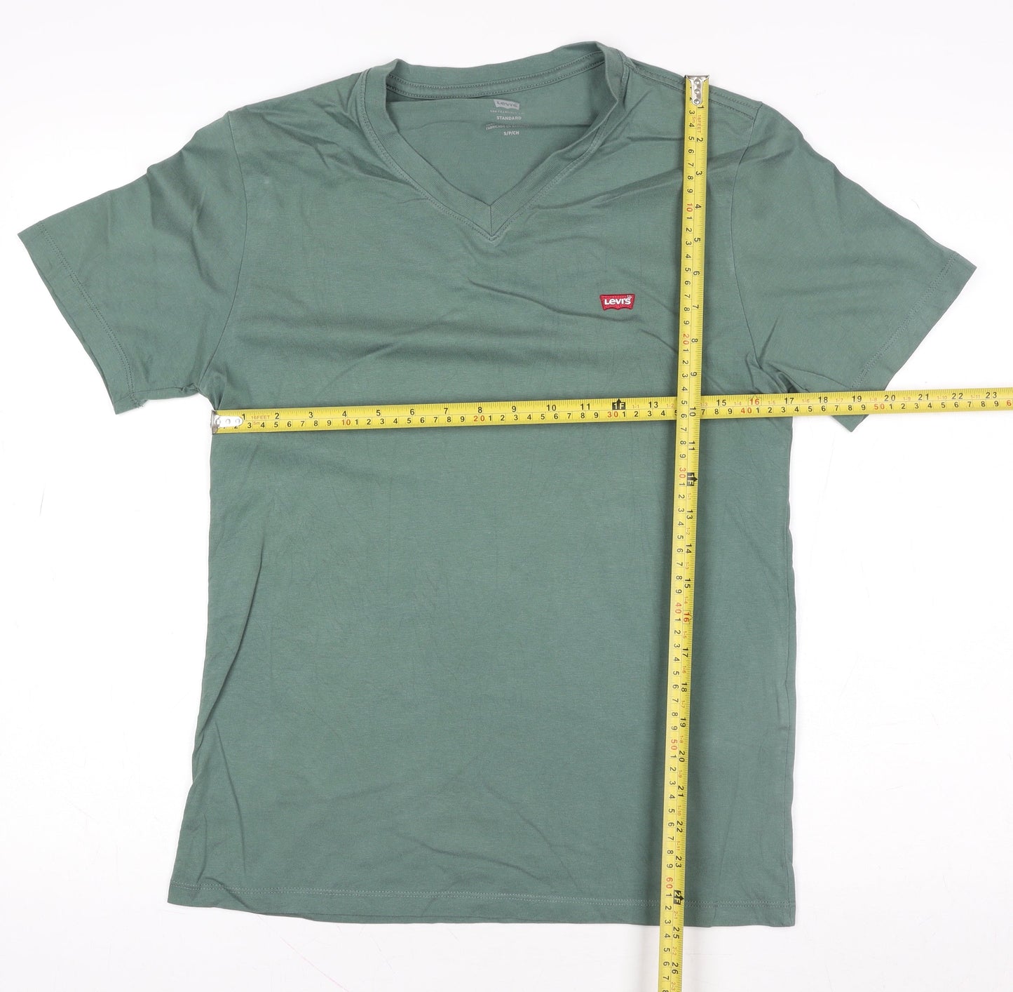 Levi's Men's Green V-Neck Cotton Short Sleeve T-Shirt Size S