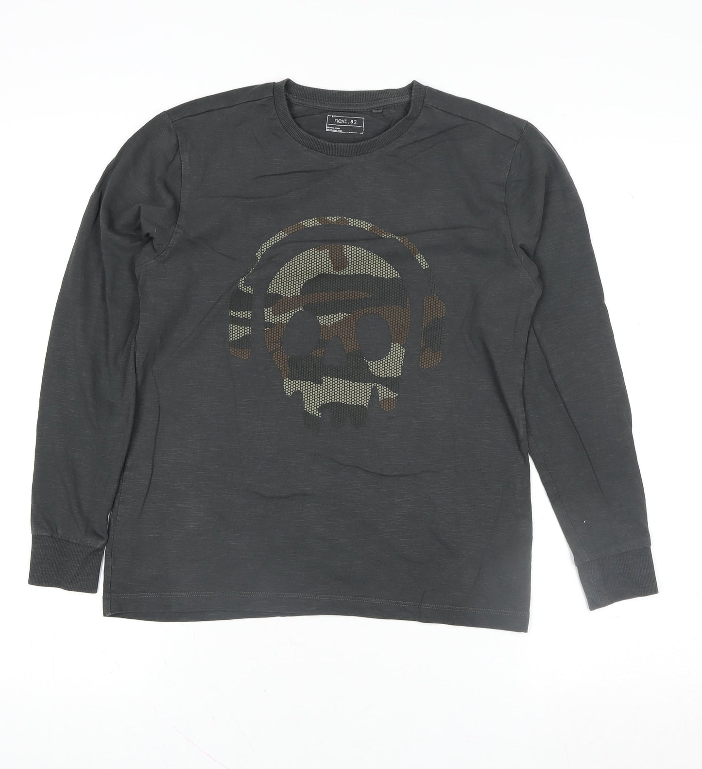 Next Boys Black Long Sleeve Skull Graphic Cotton T-Shirt 11 Years